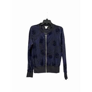 Ariat Black & Blue Paisley Velvet Burnout Sheer Zipper Jacket Women’s Small
